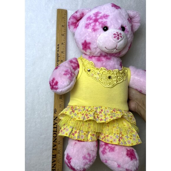 Build-A-Bear Workshops Teddy Bear Pink Snowflakes Plush Animal 17"Coquette Dress - Picture 9 of 12